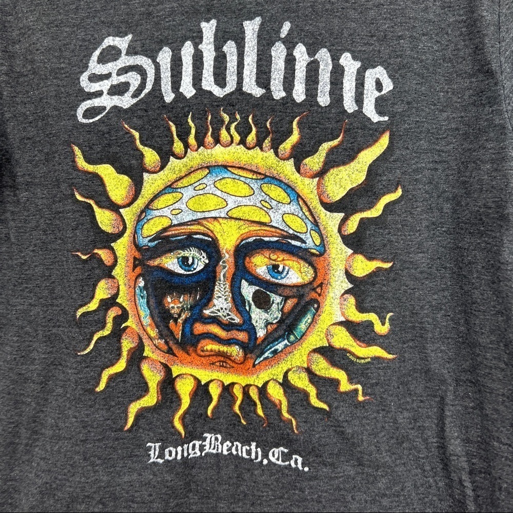 Sublime Sun Los Angeles CA. Graphic Heathered Charcoal Grey T-shirt Multi. - Picture 3 of 5